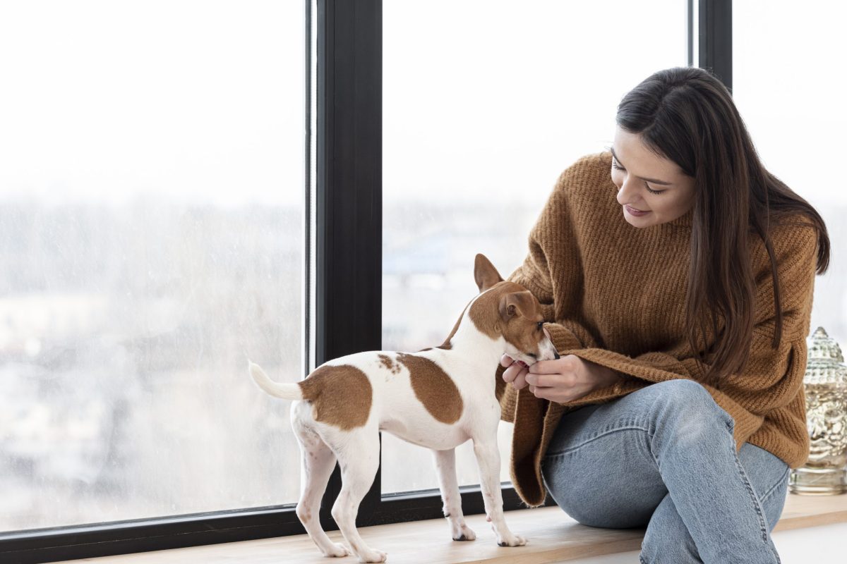 front-view-woman-her-dog-with-copy-space